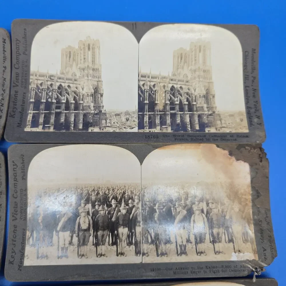 Antique Keystone Stereoview Card Lot 8 WWI Reims Trench West Point NYC